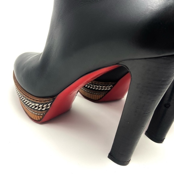 Christian Louboutin Black Smooth Leather Ankle Booties size 9 - Picture 5 of 15